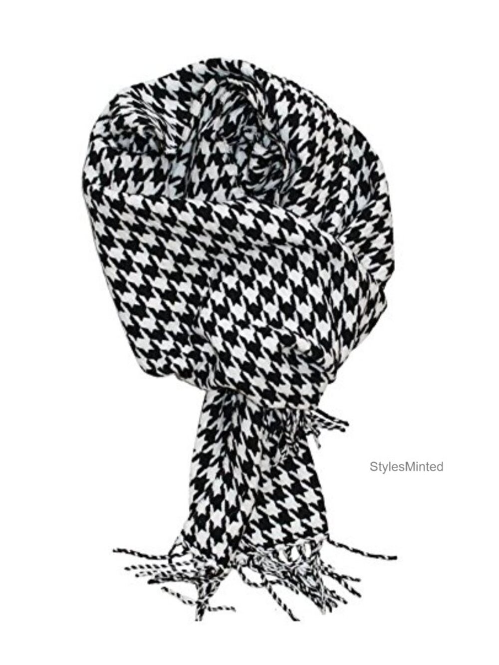 Classic Houndstooth Check Winter Scarf Soft Acrylic